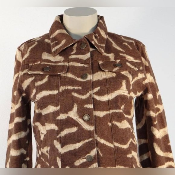 Lauren Ralph Lauren Vintage Denim Jacket Women’s Size Small P Brown Animal Print - Picture 11 of 11